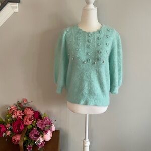 Mint Beaded Sweater